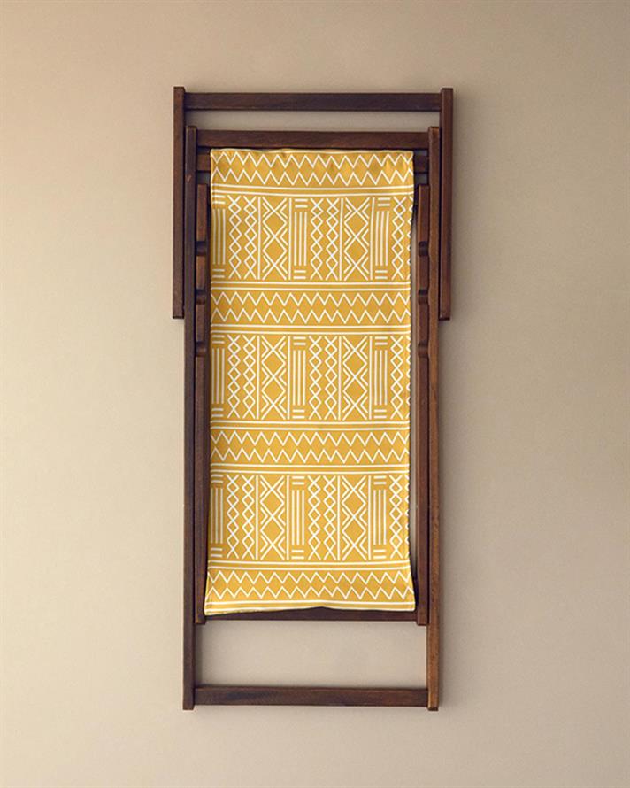 Scaun de plajă pliabil, Alessa, lemn, 60x120 cm, galben