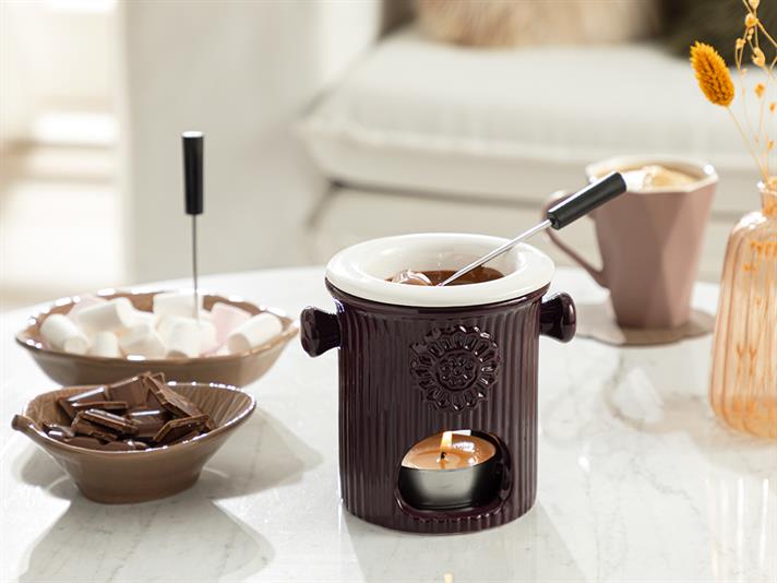 Enjoy Stoneware Fondue Set 250 ml Damson