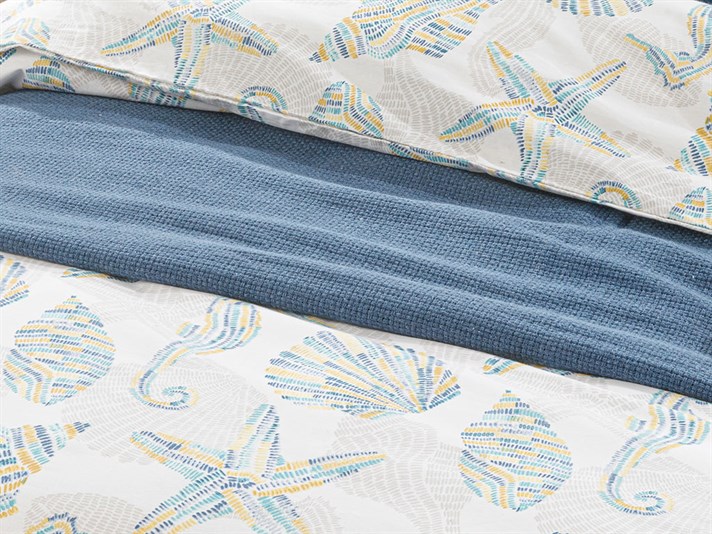 Sea Pop Cu Bumbac Double Set Lenjerie De Pat 200x220 cm Albastru