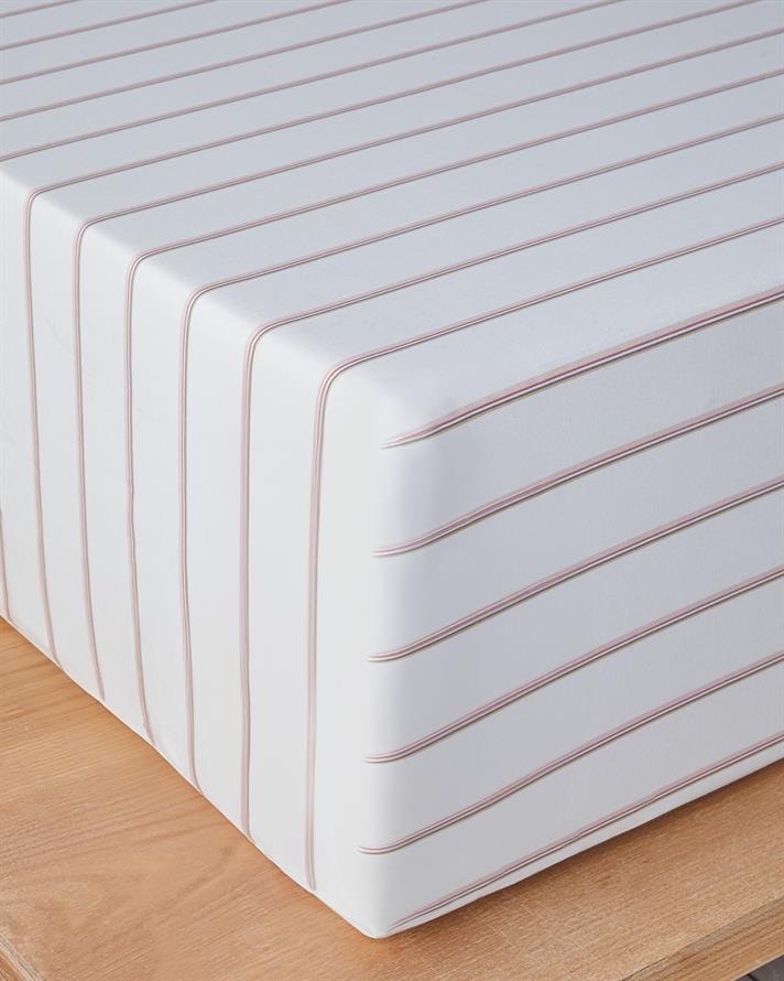 Serene Stripes Cu Bumbac Single Cearșaf Cu Elastic 100x200 cm Roz