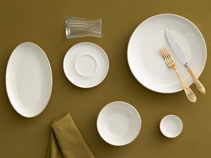 Serviciu de masă mic dejun, Torino, porțelan, 26 piese pentru 6 persoane, auriu