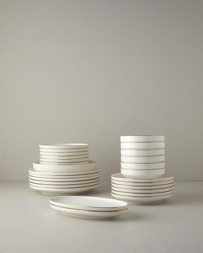 Serviciu de masă, Torino, porțelan, 54 piese pentru 12 persoane, auriu