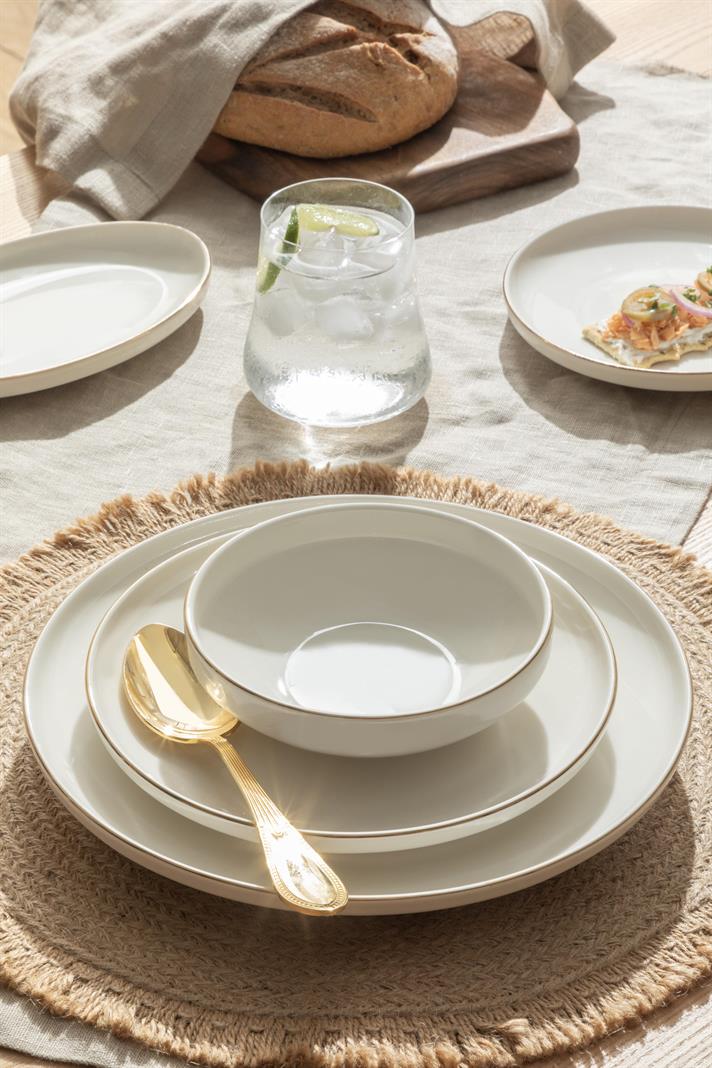 Serviciu de masă, Torino, porțelan, 54 piese pentru 12 persoane, auriu