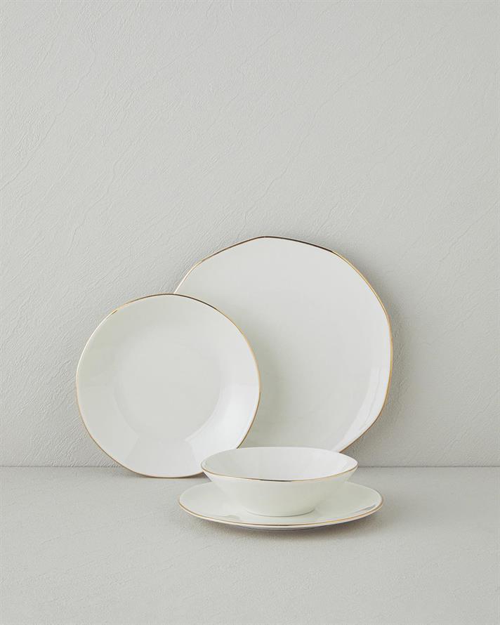 Serviciu de masa, Carmen, portelan, 24 buc pentru 6 persoane, auriu