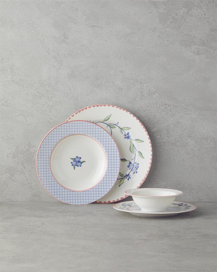 Serviciu de masa, Dreamland, portelan, 24 buc pentru 6 persoane, roz - bleu