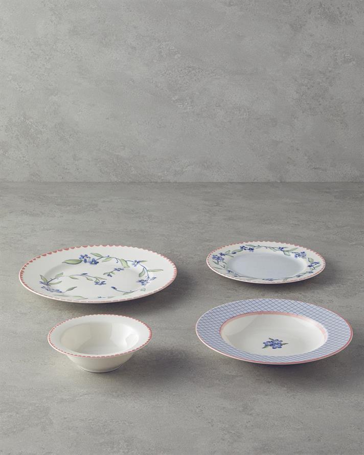 Serviciu de masa, Dreamland, portelan, 24 buc pentru 6 persoane, roz - bleu