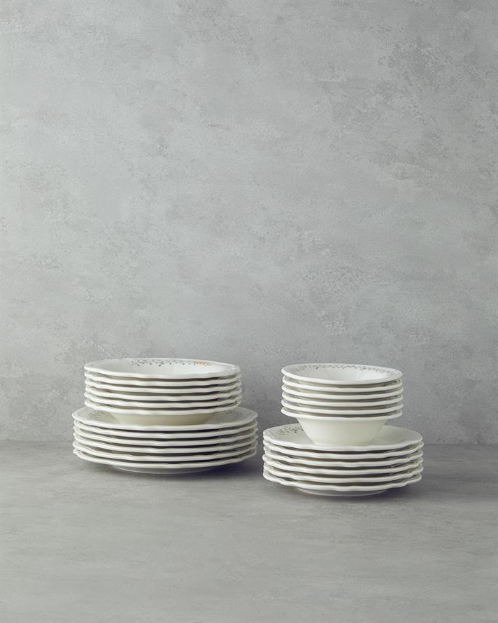 Serviciu de masa, Frezya, portelan, 24 buc pentru 6 persoane, galben-verde