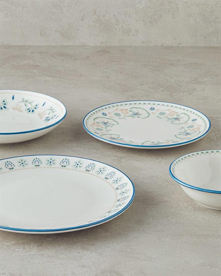 Serviciu de masa, Memory, portelan, 24 buc pentru 6 persoane, roz-verde