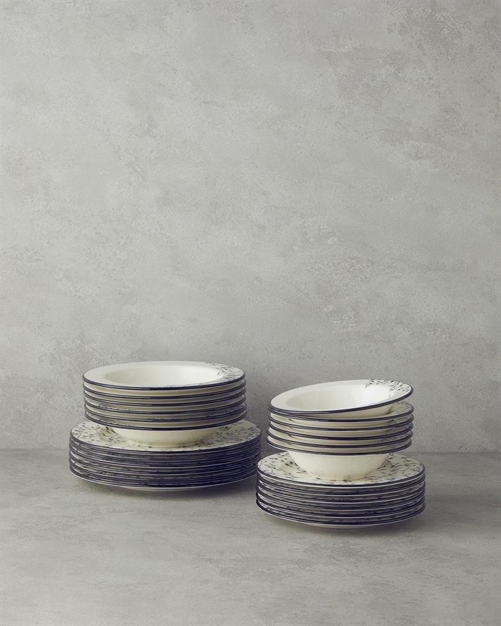 Serviciu de masa, Mystic, portelan, 24 Parça 6 Kişilik, negru