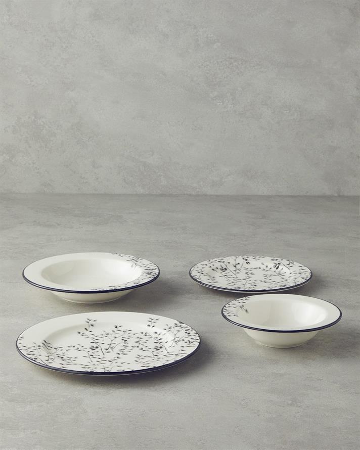 Serviciu de masa, Mystic, portelan, 24 Parça 6 Kişilik, negru