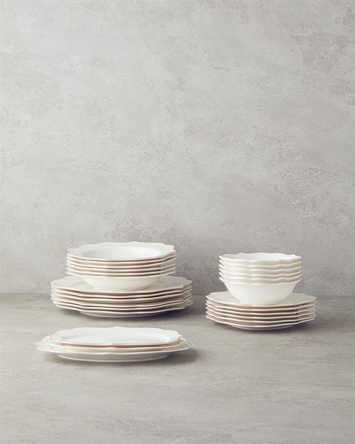 Serviciu de masa, Napoli, portelan, 27 buc pentru 6 persoane, argintiu