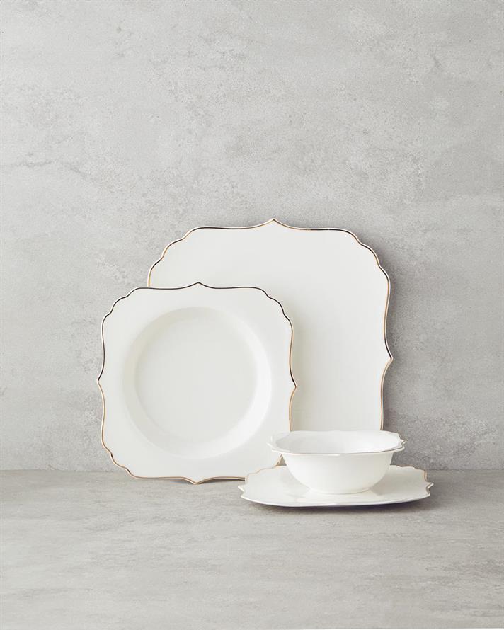 Serviciu de masa, Napoli, portelan, 27 buc pentru 6 persoane, auriu