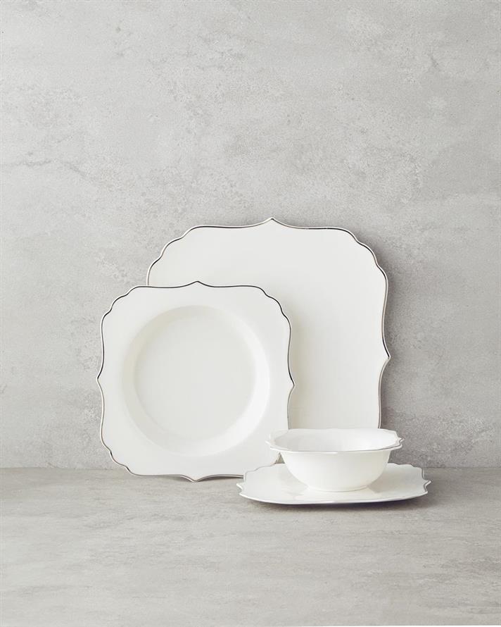 Serviciu de masa, Napoli, portelan, 27 buc pentru 6 persoane, argintiu