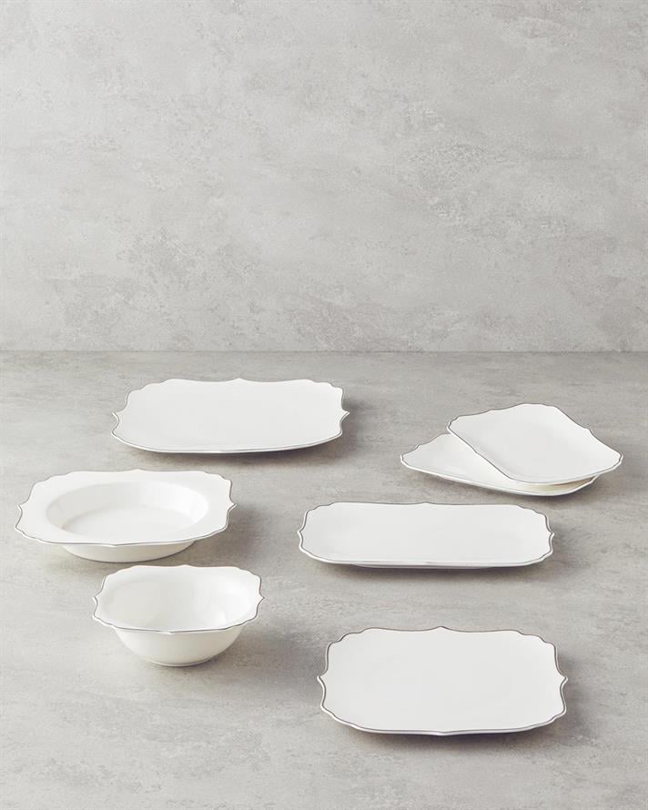 Serviciu de masa, Napoli, portelan, 27 buc pentru 6 persoane, argintiu