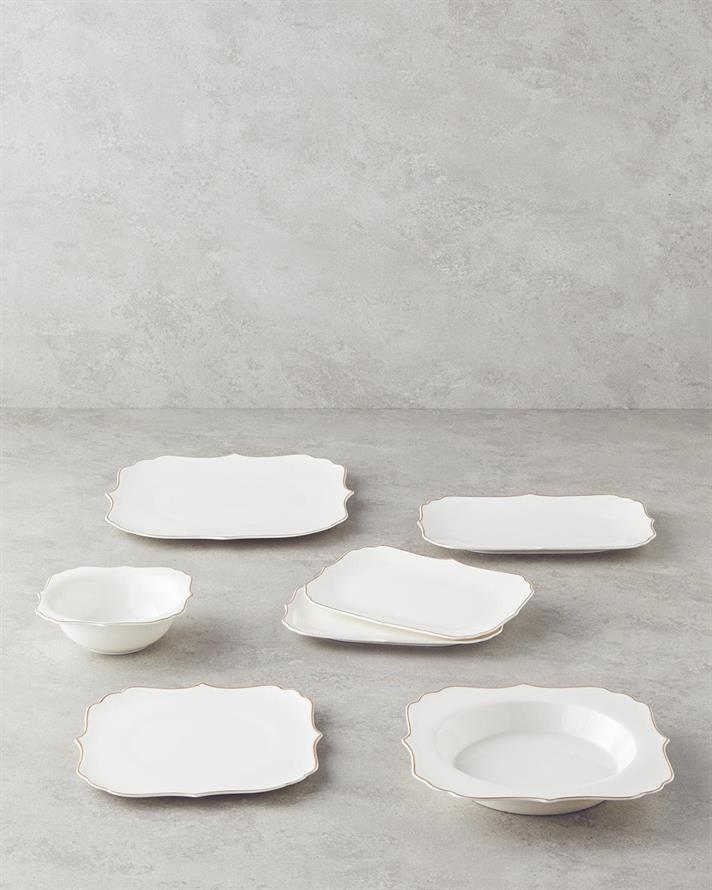 Serviciu de masa, Napoli, portelan, 27 buc pentru 6 persoane, auriu