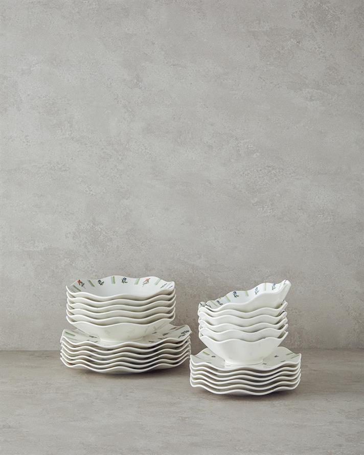 Serviciu de masa, Pleasant, portelan, 24 buc pentru 6 persoane, verde-bleu