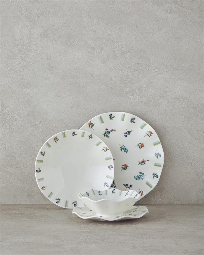 Serviciu de masa, Pleasant, portelan, 24 buc pentru 6 persoane, verde-bleu