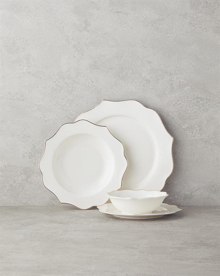 Serviciu de masa, Valencia, portelan, 27 buc pentru 6 persoane, auriu