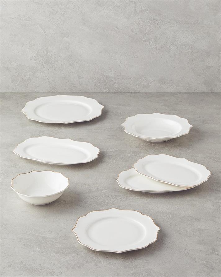 Serviciu de masa, Valencia, portelan, 27 buc pentru 6 persoane, auriu