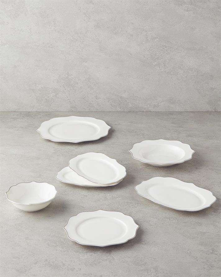 Serviciu de masa, Valencia, portelan, 27 buc pentru 6 persoane, argintiu