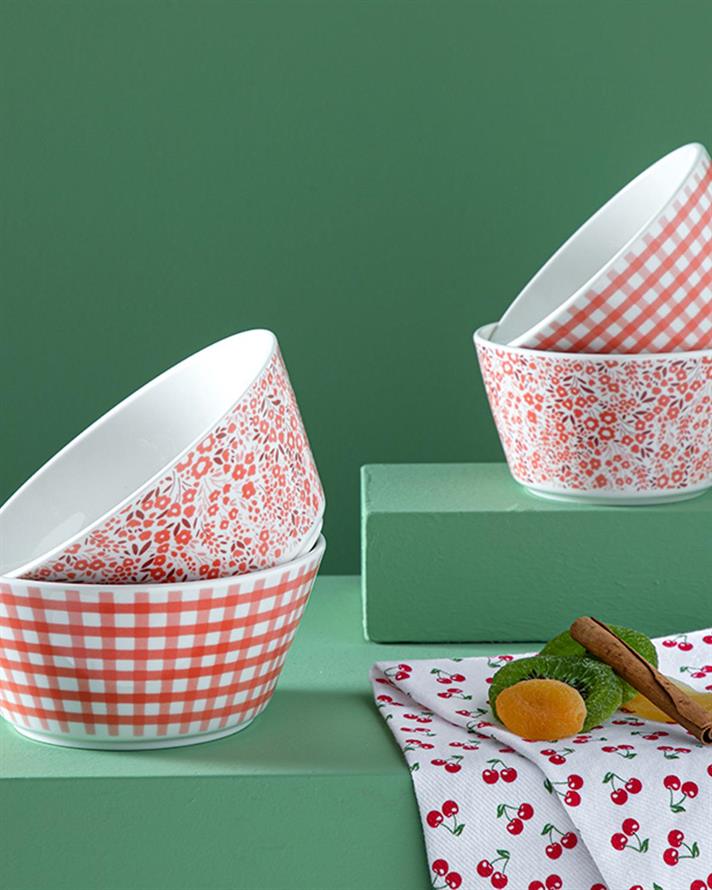 Set 2 boluri, Dainty Notion, porțelan, 14 cm, portocaliu