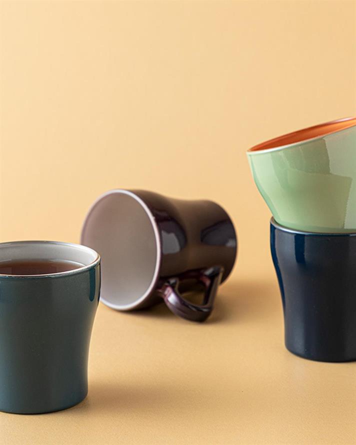 Set 2 căni, Colorest, sticlă, 210 ml, bleu - gri