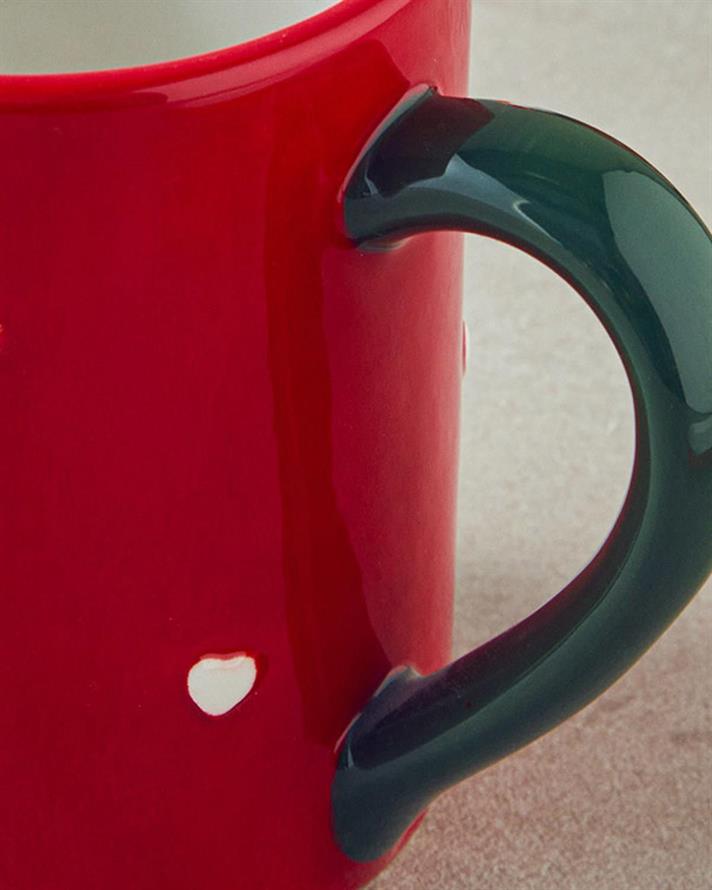 Set 2 căni, Lovely Penguins, dolomită, 400 ml, roșu