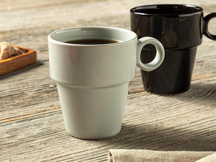 Set 2 căni, Misteri, ceramică, 280 ml, negru - gri