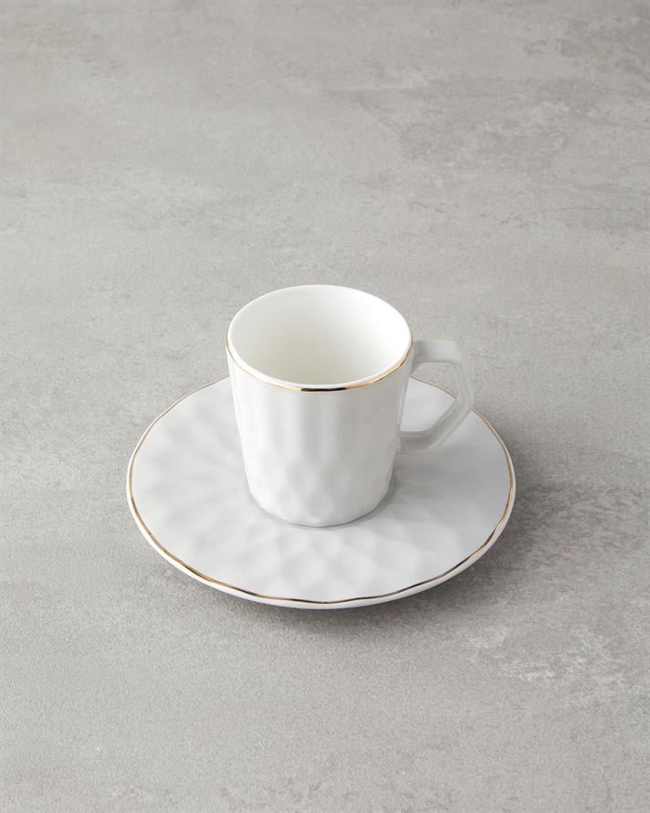 Set 2 cesti de cafea cu farfurioara, Hestia, portelan, 80 ml, gri