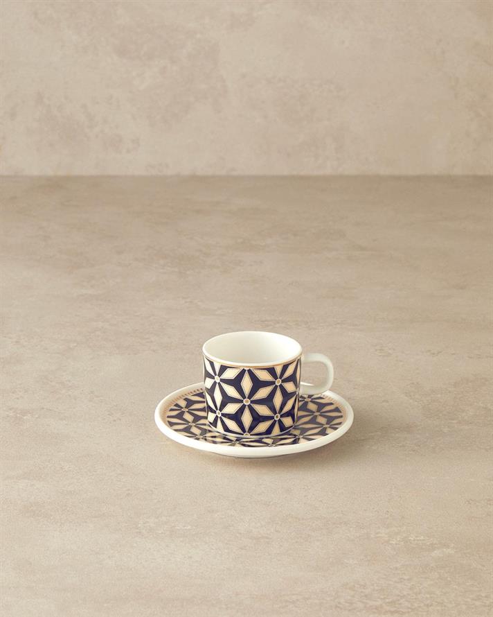 Set 2 cesti de cafea cu farfurioara, Modern Sense, portelan, 90 ml, negru