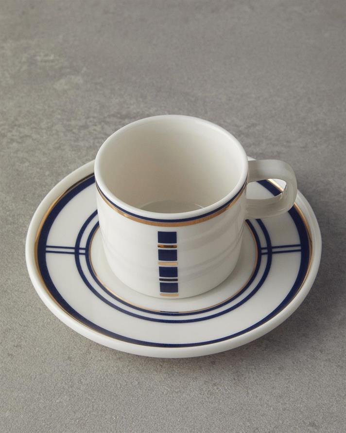 Set 2 cesti de cafea cu farfurioara, Nuance, portelan, 90 ml, albastru