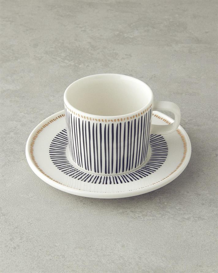 Set 2 cesti de ceai cu farfurioara, Modern Touch, portelan, 200 ml, negru