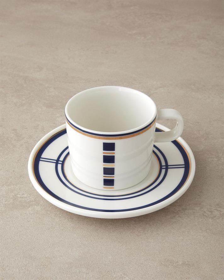 Set 2 cesti de ceai cu farfurioara, Nuance, portelan, 200 ml, albastru