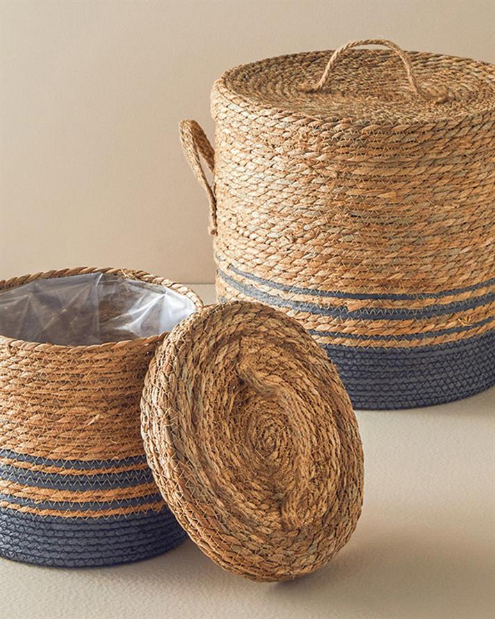Boho Straw 2 Set Basket Natural