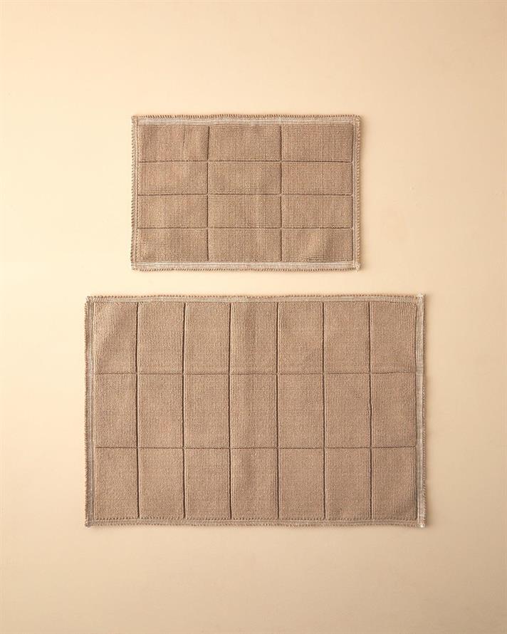 Set 2 covorașe de baie, Classy Diamond, bumbac-poliester, 60x90 + 40x60 cm, bej