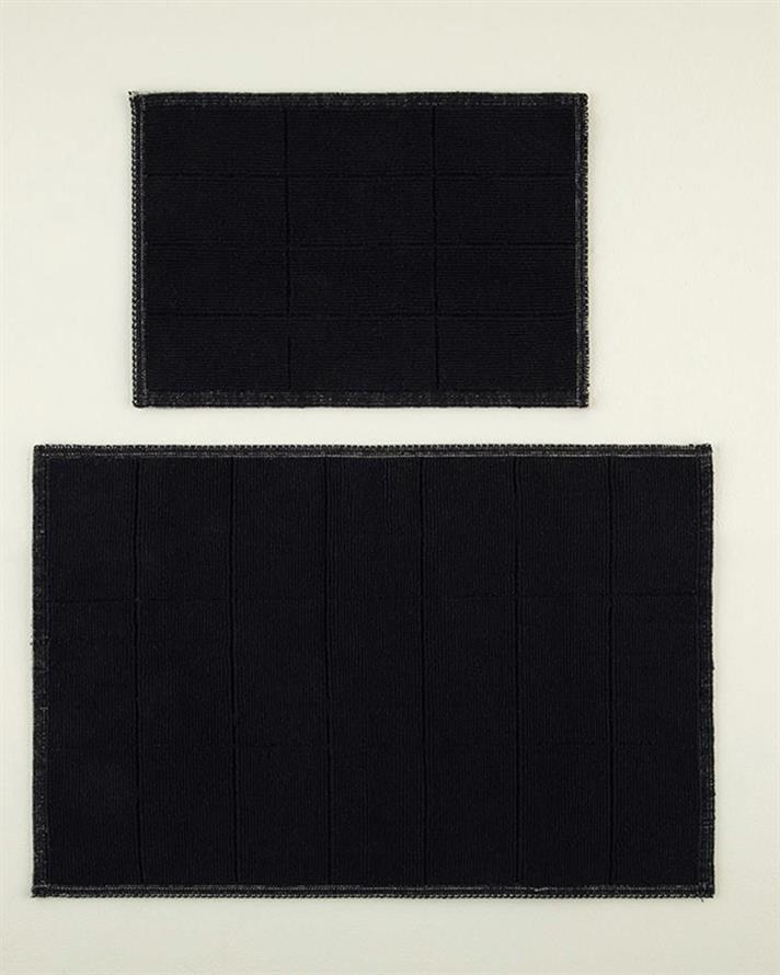 Set 2 covorașe de baie, Classy Diamond, bumbac-poliester, 60x90 + 40x60 cm, negru