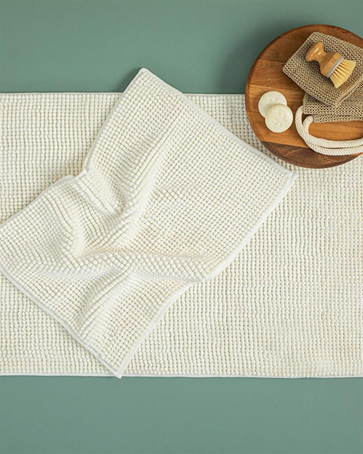 Set 2 covorașe de baie, Paige, poliester, 60x90 + 40x60 cm, ecru