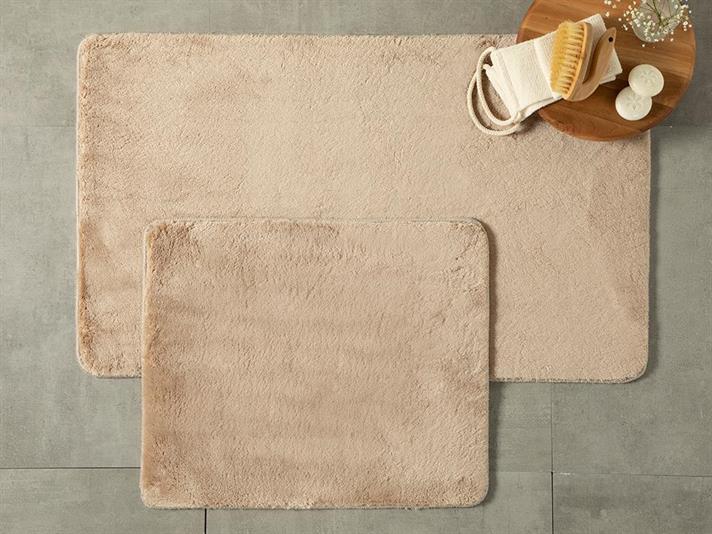 Set 2 covorașe de baie, Poffy, poliester, 60x100 + 50x60 cm, maro