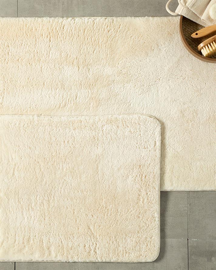 Set 2 covorașe de baie, Poffy, poliester, 60x100 + 50x60 cm, ecru