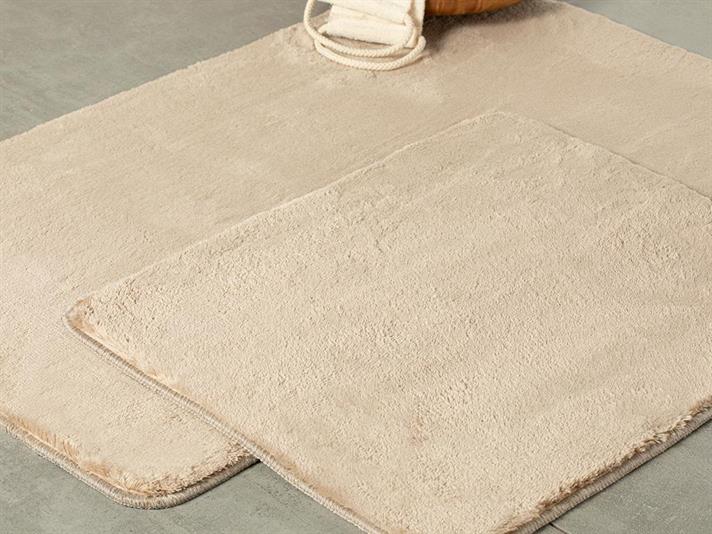 Set 2 covorașe de baie, Poffy, poliester, 60x100 + 50x60 cm, maro