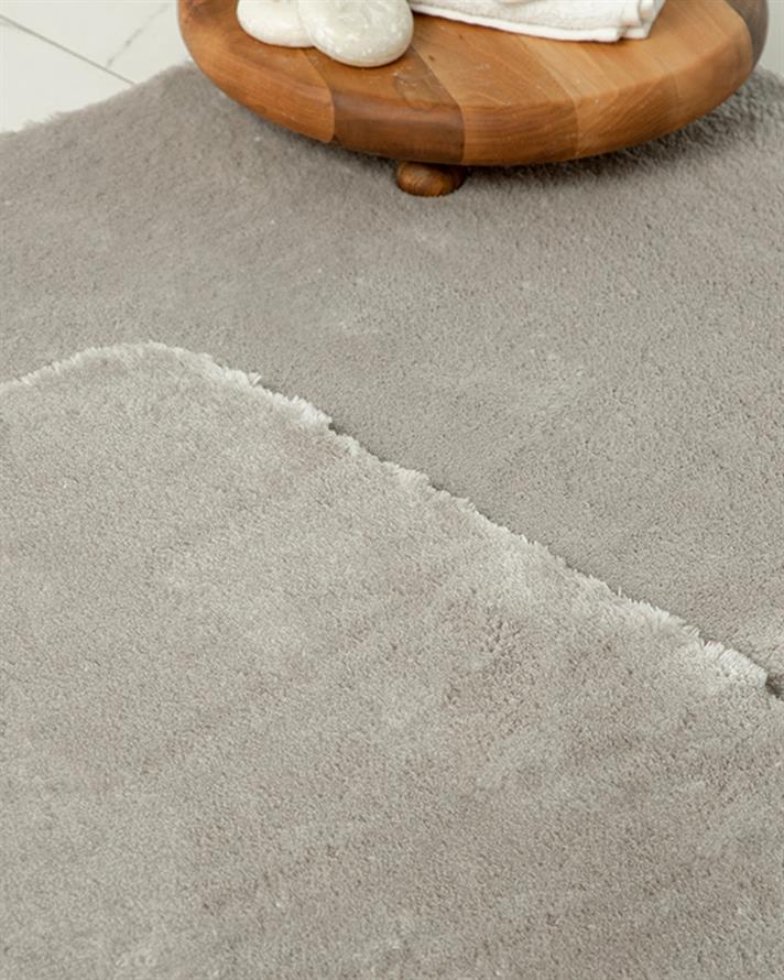 Set 2 covorașe de baie, Poffy, poliester, 60x100 + 50x60 cm, gri