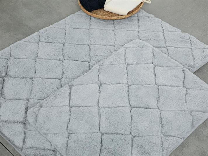Set 2 covorașe de baie, Soft Touch, poliester, 60x90 + 45x60 cm, gri