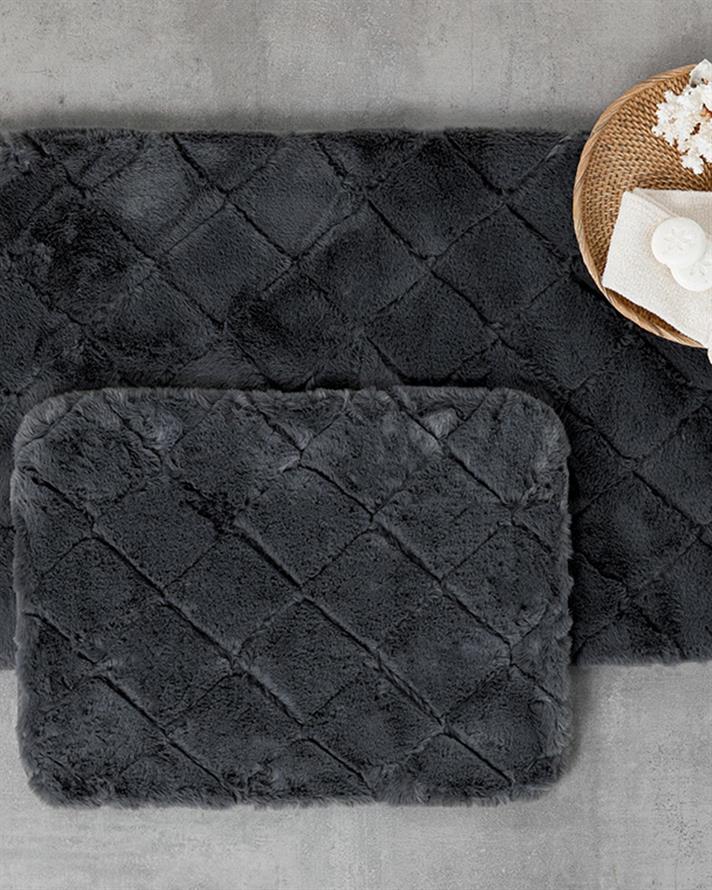 Set 2 covorașe de baie, Soft Touch, poliester, 60x90 + 45x60 cm, antracit