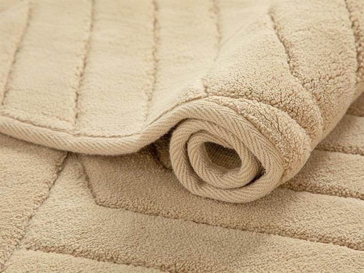 Set 2 covorașe de baie, Wavy, bumbac, 60x100 cm + 60x50 cm, bej