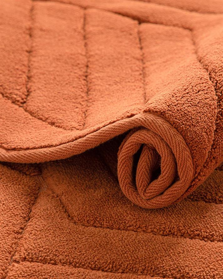 Set 2 covorașe de baie, Wavy, bumbac, 60x100 cm + 60x50 cm, cărămiziu