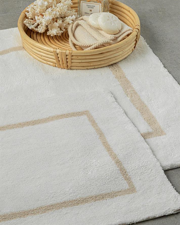 Set 2 covorase de baie, bumbac, 60x90 + 40x60 cm, bej-ecru