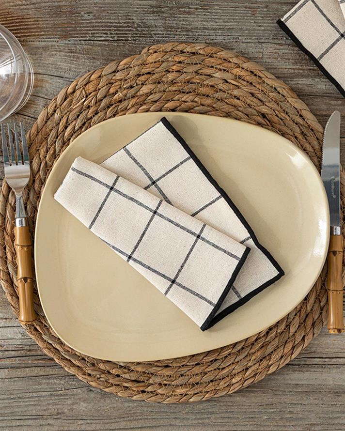 Set 2 șervete, Maro, bumbac, 38x38 cm, negru