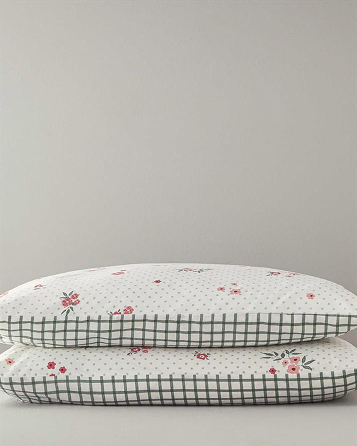 Set 2 fețe de pernă, Bloomy Dots, bumbac, 50x70 cm, roz