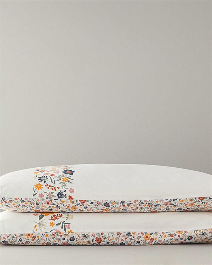 Set 2 fețe de pernă, Bloomy Lines, bumbac, 50x70 cm, galben