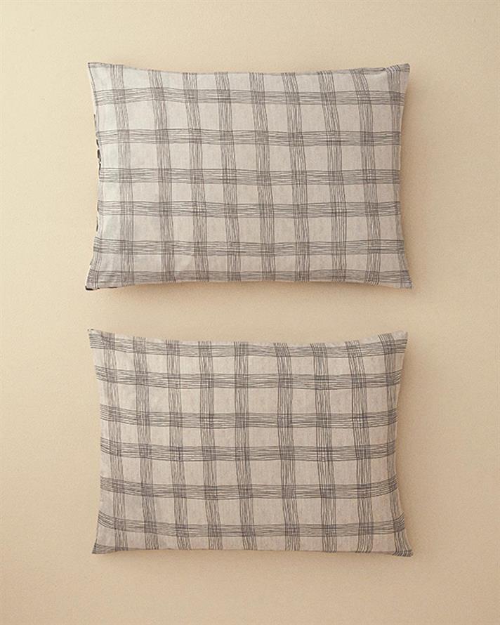 Set 2 fețe de pernă, Cosmos Garden, bumbac-viscoză, 50x70 cm, bej